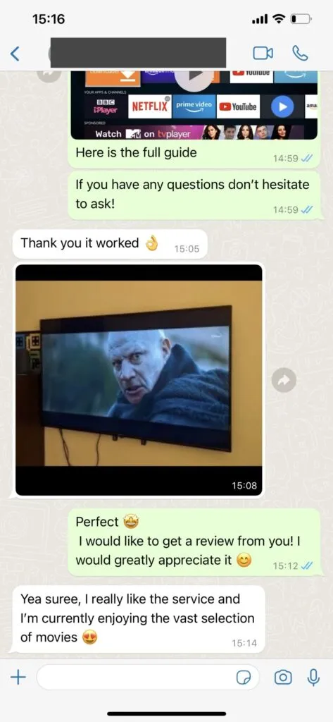 WhatsApp customer support chat setup confirmation screenshot 1