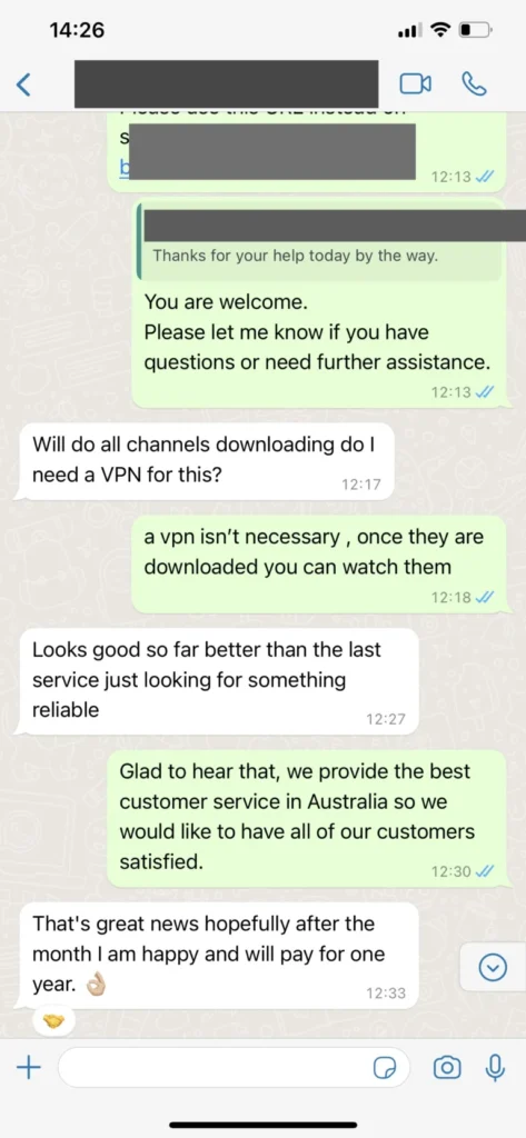 WhatsApp subscriber satisfaction review screenshot 3